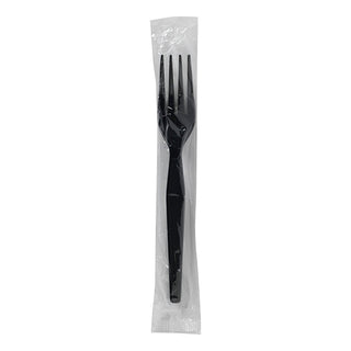 Dixie Heavy Weight Polystyrene Individually Wrapped Black Fork, 1000 Count
