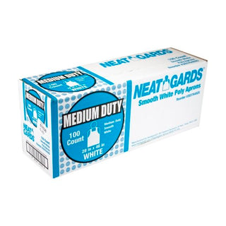 Neatgards Medium Duty Smooth White Poly Apron, 100 Each, 100 Per Pack
