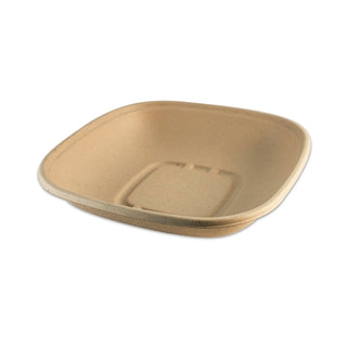 World Centric 48 Oz Square Bowls - Unbleached Plant Fiber - Compostable, 50 Each, 8 Per Case