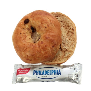 Burry Individually Wrapped & Sliced Thaw & Serve Cinnamon Raisin Bagel With Cream Cheese Packet, 4.6 Ounce, 24 Per Case