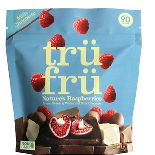 Tru Fru Whole Raspberries In White & Dark Chocolate, 8 Ounce, 6 Per Case