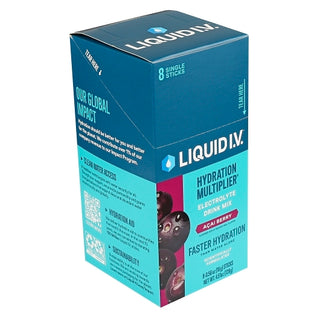Liquid I.V. Acai Berry Electrolyte Drink Mix Singles 8 Count, 0.56 Ounce, 8 Per Pack, 12 Per Case