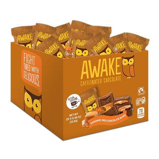 Awake Chocolate Bites Singles Changemaker - Caramel Milk, 0.48 Ounce, 25 Per Pack, 12 Per Case