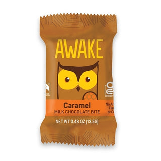 Awake Chocolate Bites Singles Changemaker - Caramel Milk, 0.48 Ounce, 25 Per Pack, 12 Per Case