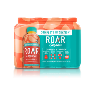 ROAR Complete Hydration Organic Drink, Georgia Peach, 18 oz (Pack of 12)