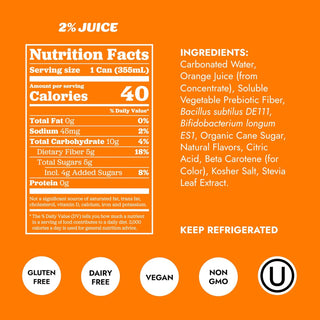Slice Prebiotic & Probiotic Soda Pop, Orange, 12oz (Pack of 12)