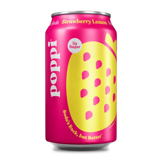 Poppi Prebiotic Soda, Strawberry Lemon, 12 oz (Pack of 12)
