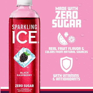 Sparkling Ice Flavored Sparkling Water, Black Raspberry, 17 oz (Pack of 12)