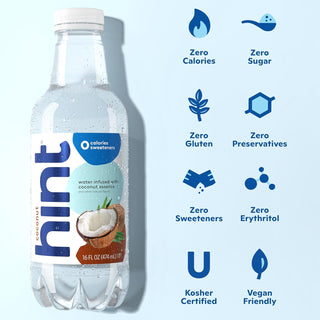 Hint Fruit-Infused Water, Coconut, 16oz (12 Pack)