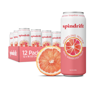 Spindrift Fruit Flavored Sparkling Water, Grapefruit, 16oz (Pack of 12)
