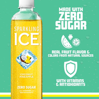 Sparkling Ice Flavored Sparkling Water, Coconut Pineapple, 17 oz (Pack of 12)