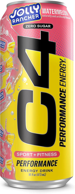 Cellucor C4 Performance Zero Sugar Energy Drink, Jolly Rancher Watermelon, 16 oz (Pack of 12)