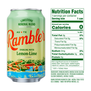 Rambler Sparkling Water, Lemon Lime, 12oz (Pack of 8)