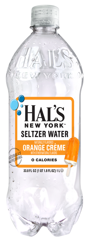 Hal's New York Seltzer Water, Orange Creme, 1 Liter (Pack of 15)