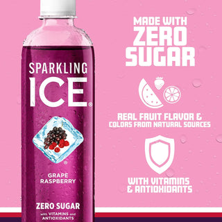 Sparkling Ice Flavored Sparkling Water, Grape Raspberry, 17 oz (Pack of 12)