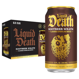 Liquid Death Sparkling Water, Rootbeer Wrath, 12oz (Pack of 12)