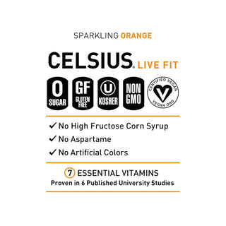 CELSIUS Sparkling Energy Drink, Orange, 12oz (Pack of 12)