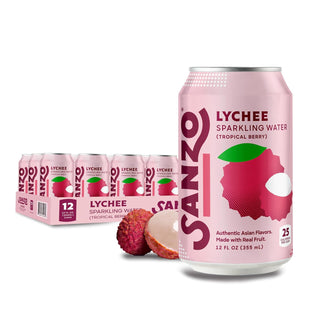 Sanzo Flavored Sparkling Water, Lychee (Berry), 12oz (Pack of 12)