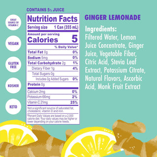 SWOON Sugar Free Lemonade, Ginger, 12oz (Pack of 12)
