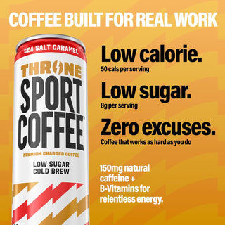 Throne Sport Cold Brew Coffee, Sea Salt Caramel, 11oz (Pack of 12)