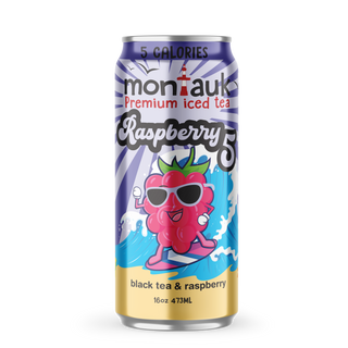 Montauk Premium Iced Tea, Raspberry 5, 16oz Cans (Pack of 12)