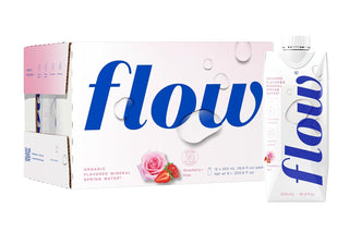 Flow Alkaline Organic Spring Water, Strawberry and Rose, 16.9oz (Pack of 12)