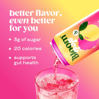 Bloom Pop Prebiotic Soda, Raspberry Lemonade, 12oz (Pack of 12)
