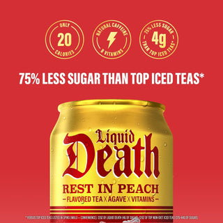 Liquid Death Iced Tea, Rest in Peach, 12oz (Pack of 12)