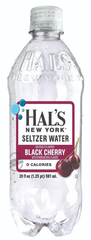 Hal's New York Seltzer Water 20oz, Black Cherry (Pack of 24)