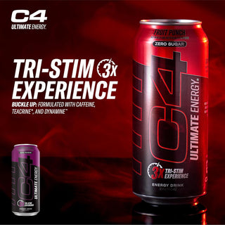 C4 Ultimate Sugar-Free Energy Drink, Electric Sour Apple, 16oz (Pack of 12)
