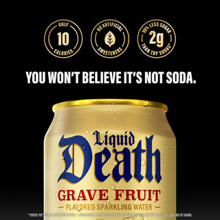 Liquid Death Flavored Sparkling Water, Grave Fruit, 12oz (Pack of 12)