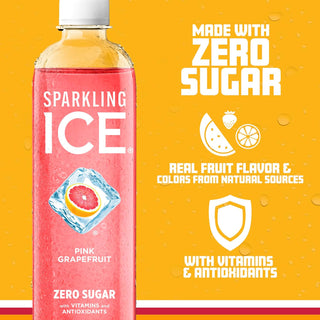 Sparkling Ice Flavored Sparkling Water, Pink Grapefruit, 17 oz (Pack of 12)