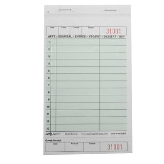 Ncco National Checking 4.25 Inch X 7.25 Inch 2 Part Green Carbonless 13 Line Guest Check, 2000 Each