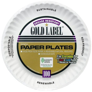 Gold Label Grease Resistant 9 Inch Paper Plate, 10 Count, 10 Per Case