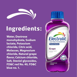 Electrolit Electrolyte Hydration Beverage, Grape, 21oz (Pack of 12)