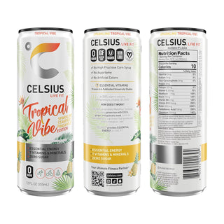 CELSIUS Sparkling Energy Drink, Tropical Vibe, 12oz (Pack of 12)