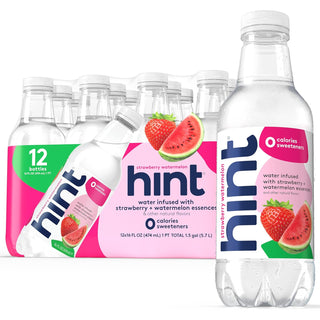 Hint Fruit-Infused Water, Strawberry Watermelon, 16oz (Pack of 12)