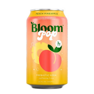 Bloom Pop Prebiotic Soda, Peach Pinapple, 12oz (Pack of 12)
