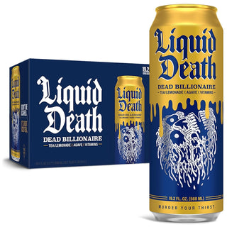 Liquid Death Sparkling Water, Dead Billionaire, 19.2oz (Pack of 12)