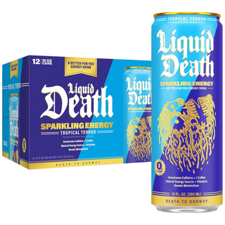 Liquid Death Sparkling Energy, Tropical Terror, 12oz (Pack of 12)