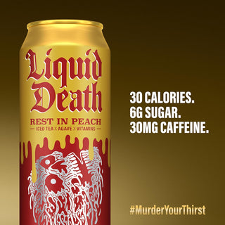 Liquid Death Sparkling Water, Rest In Peach, 19.2oz (Pack of 12)
