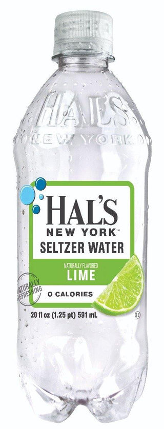 Hal's New York Seltzer Water 20oz, Lime (Pack of 24)