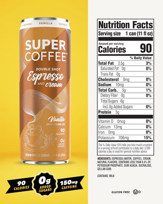Super Coffee Espresso, Vanilla, 11oz (Pack of 12)