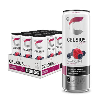 CELSIUS Sparkling Energy Drink, Wild Berry, 12oz (Pack of 12)