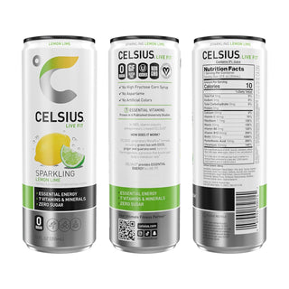 CELSIUS Sparkling Energy Drink, Lemon Lime, 12oz (Pack of 12)