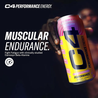 Cellucor C4 Performance Zero Sugar Energy Drink, Strawberry Blast, 16oz (Pack of 12)
