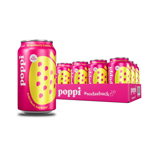 Poppi Prebiotic Soda, Strawberry Lemon, 12 oz (Pack of 12)