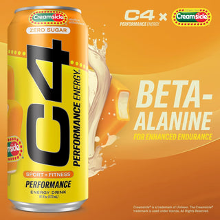 Cellucor C4 Performance Zero Sugar Energy Drink, Orange Creamsicle, 16oz (Pack of 12)