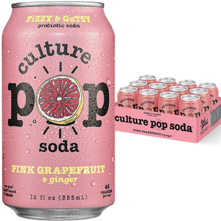 Culture Pop Sparkling Prebiotic Soda, Grapefruit, 12oz (Pack of 12)
