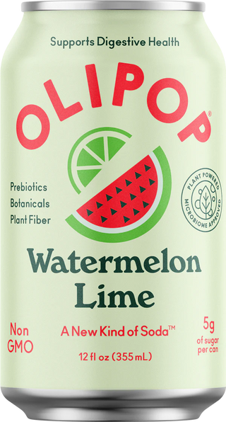 Olipop Sparkling Prebiotic Soda, Watermelon Lime, 12oz (Pack of 12)